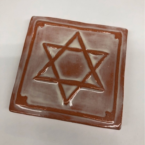 Handmade Ceramic Tile: White Star of David - Picture 1 of 2